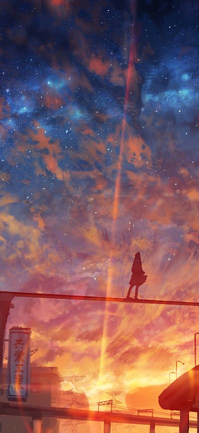 Fond d'écran iPhone Starry Sky Anime Girl 4k