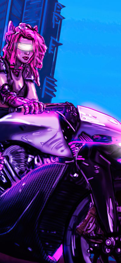 Fond d'écran iPhone Cyber Biker Girl 4k