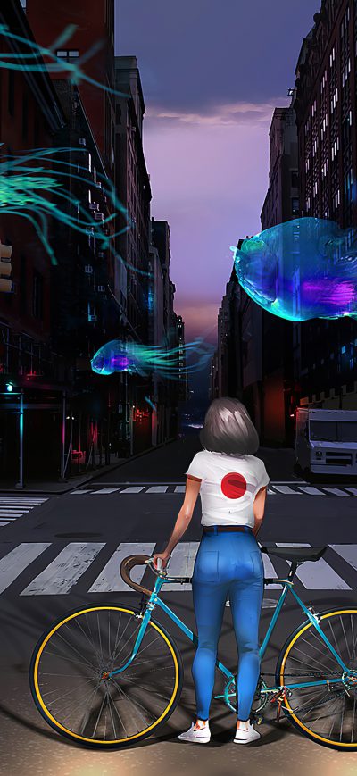 Fond d'écran iPhone Fish Street Traffic Lights 4k