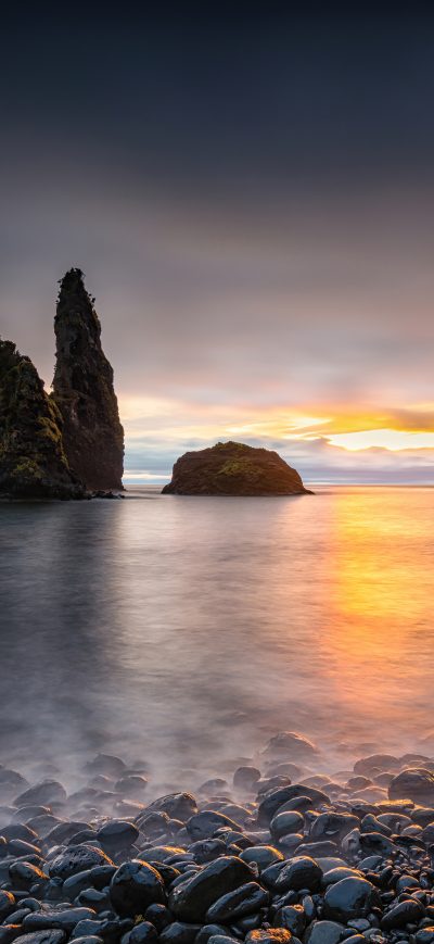 Fond d'écran iPhone Portugal Sunrises And Sunsets Coast Stones Alagoa 4k