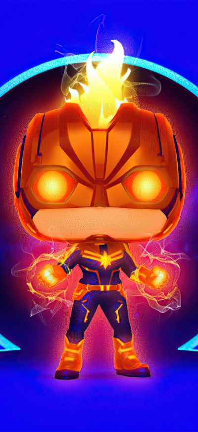 Fond d'écran iPhone Captain Marvel Chibi 4k