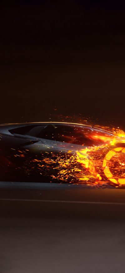 Fond d'écran iPhone Lamborghini In Flames 5k