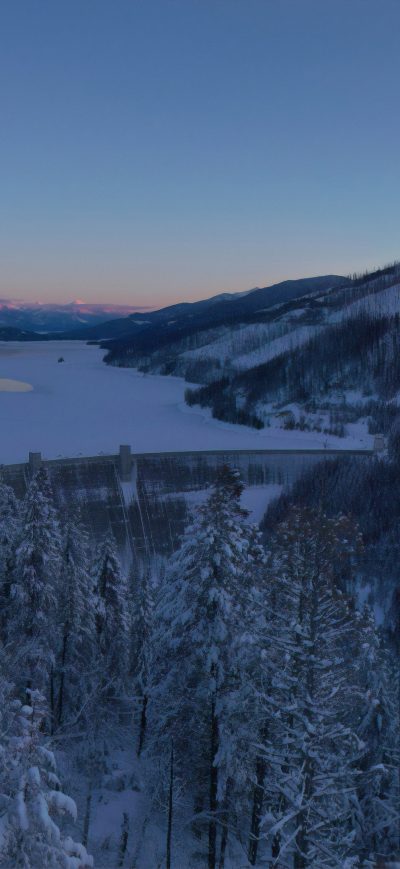 Fond d'écran iPhone Frozen Dam Landscape 4k