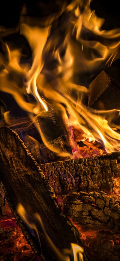 Fond d'écran iPhone Wood Flame Burning 4k