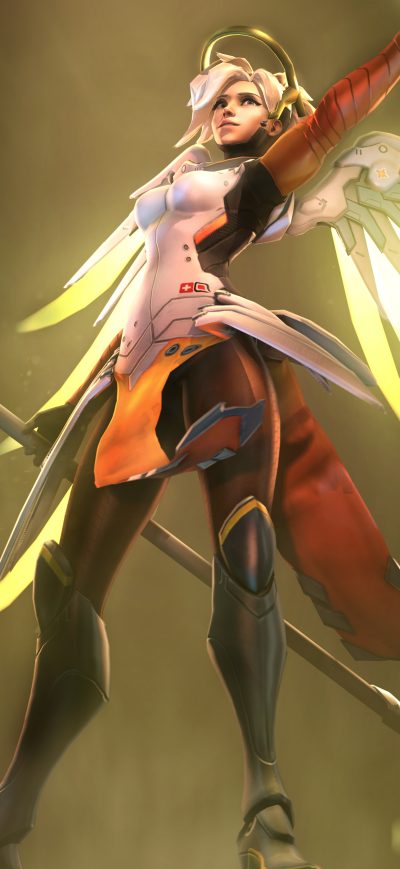 Fond d'écran iPhone Mercy Overwatch Fanart 5k