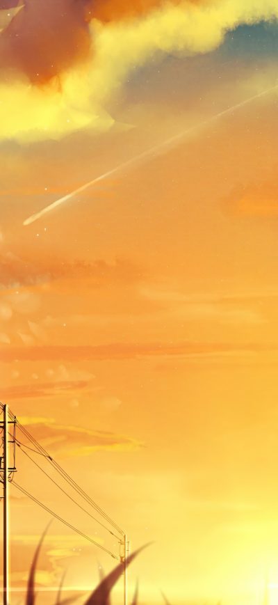 Fond d'écran iPhone Anime Girl Boy Outdoor Powerlines 4k