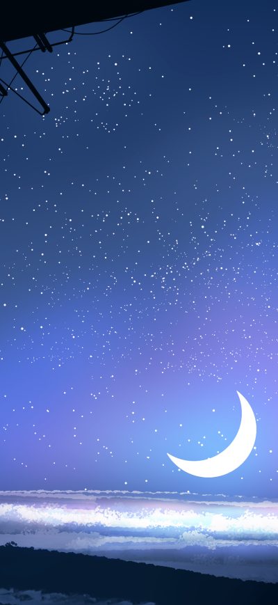 Fond d'écran iPhone Stars Crescent Moon 5k