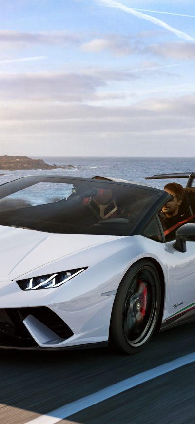 Fond d'écran iPhone Lamborghini Huracan Perfomante Spyder Front View 2018