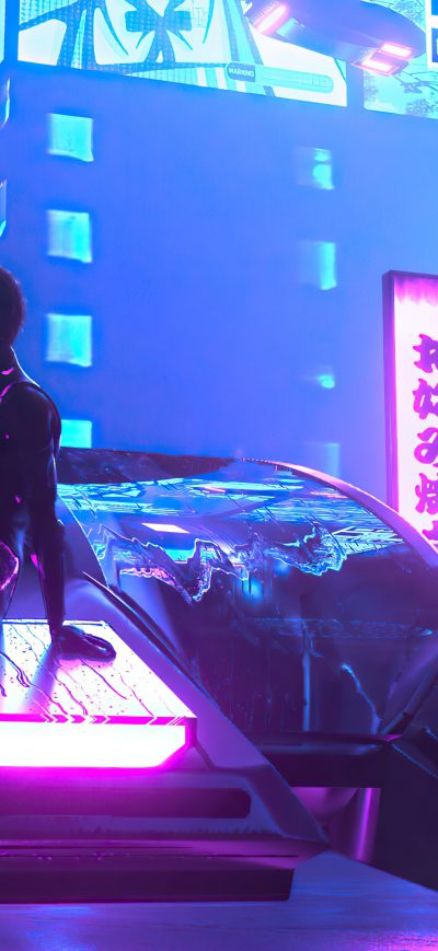 Fond d'écran iPhone Cyberpunk Scifi Car City 4k