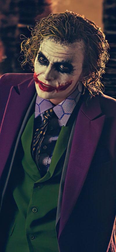 Fond d'écran iPhone Heath Ledger Joker Cosplay Burning Buildings 4k