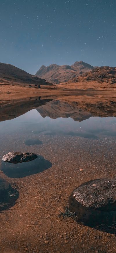 Fond d'écran iPhone Lake Rocks Reflection Stones 5k