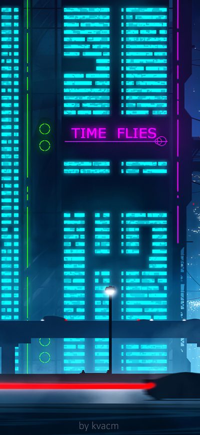 Fond d'écran iPhone Time Flies Retrowave Car Joruney 4k