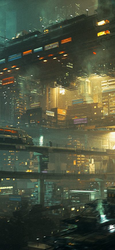 Fond d'écran iPhone Monorail Scifi City Cg Art