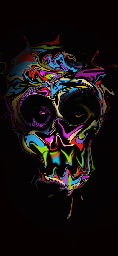 Fond d'écran iPhone Colorful Skull Dark Art 4k