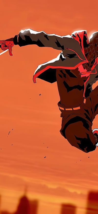 Fond d'écran iPhone Spiderman Jumping Art 4k