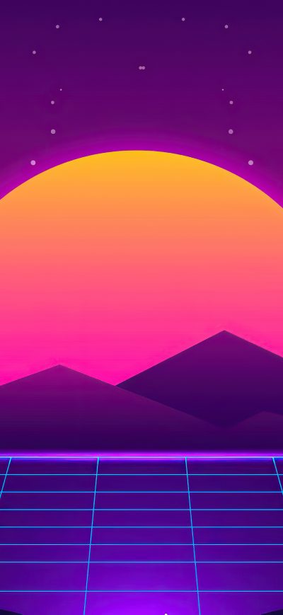 Fond d'écran iPhone Synthwave Sun Mountains 4k