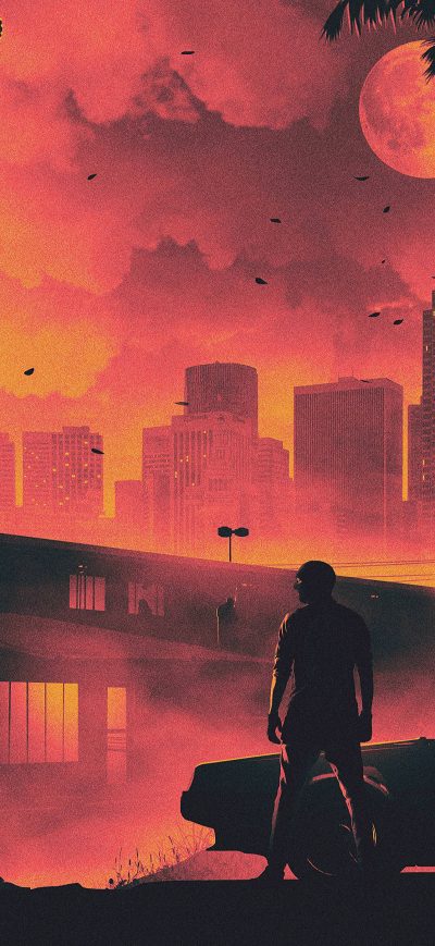 Fond d'écran iPhone Hotline Miami Game Retro Style Dark Life Cityscape 5k