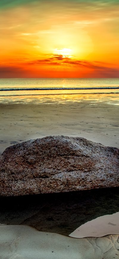 Fond d'écran iPhone Beach Stone Rock Seashore Clouds Sunet