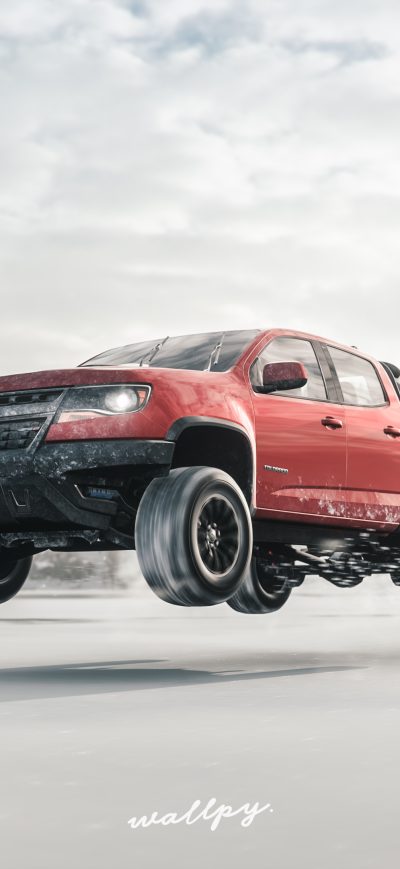 Fond d'écran iPhone Chevrolet Truck Jump Snow Forza Horizon 4 4k