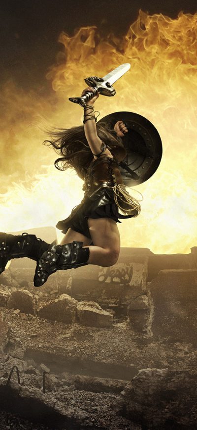 Fond d'écran iPhone Little Girl In Wonder Woman Costume