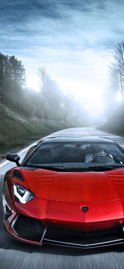 Fond d'écran iPhone Red Lamborghini Aventador 2018