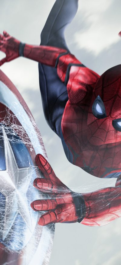 Fond d'écran iPhone Spiderman Catching Captain America Shield