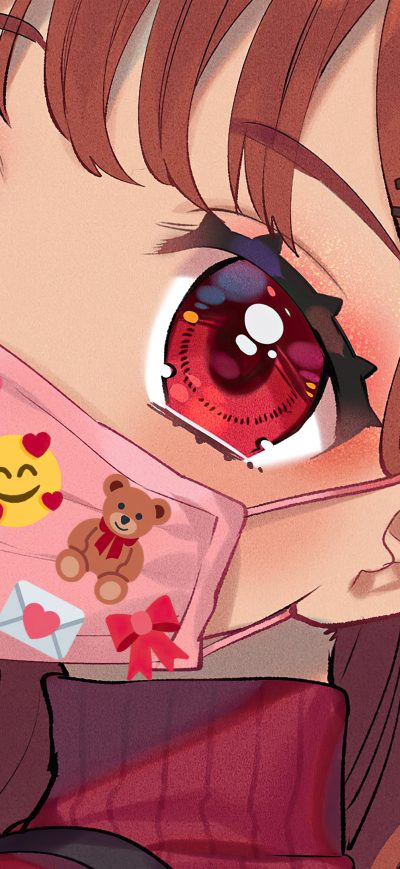 Fond d'écran iPhone Anime Girl Big Eyes Tattoo Mask