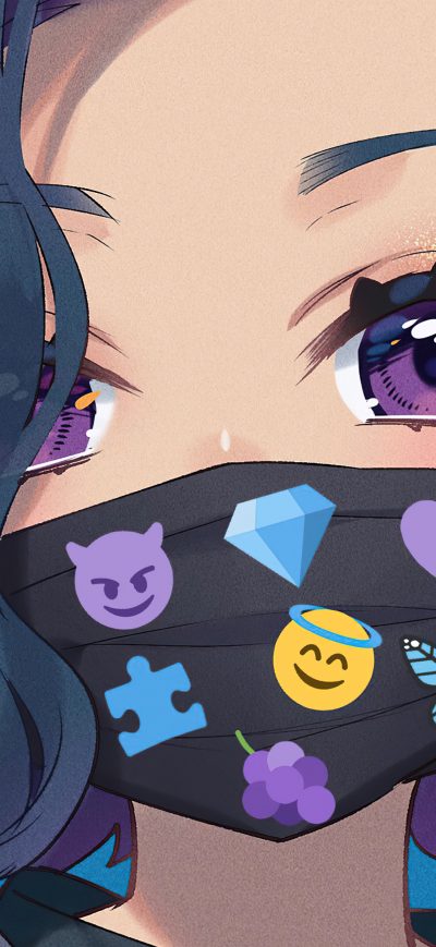 Fond d'écran iPhone Anime Girl Big Eyes Tattoo Mask 4k