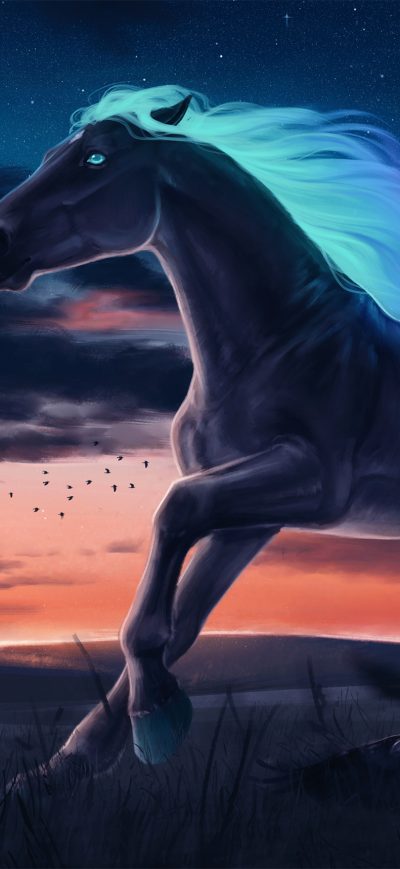 Fond d'écran iPhone Horse Magic Moon Digital Art