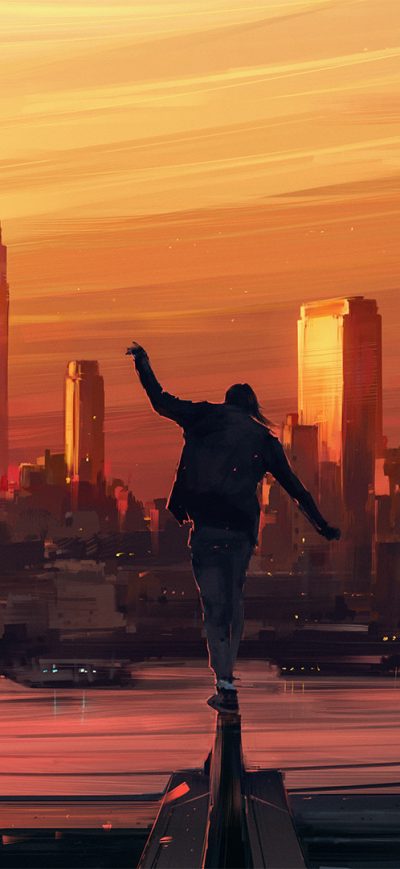 Fond d'écran iPhone Walking On The Roof Of A Building Artwork