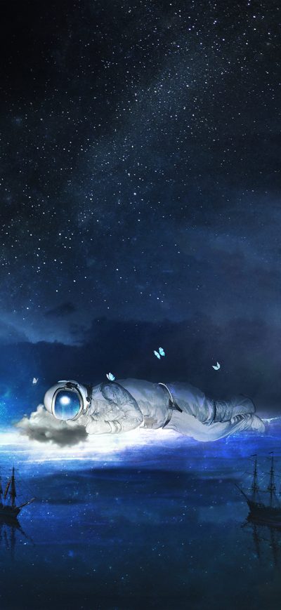 Fond d'écran iPhone Stellar Astronaut Dream Fantasy Boats Artwork