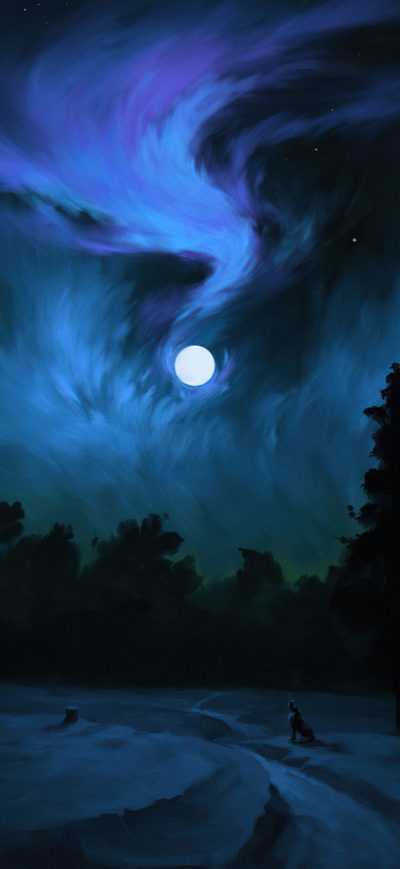 Fond d'écran iPhone Dark Moon Wolf Howling 4k