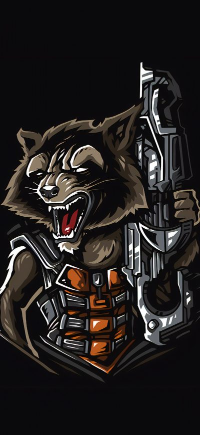 Fond d'écran iPhone Rocket Raccoon Minimalism 4k