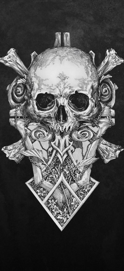 Fond d'écran iPhone Skull Monochrome Dark Art