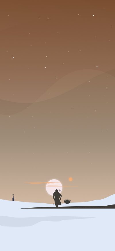Fond d'écran The Mandalorian Minimalism Art 4k sur iPhone