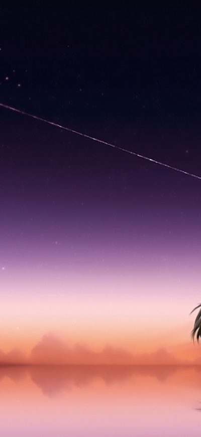 Fond d'écran iPhone Anime Pink Sky Standing Alone