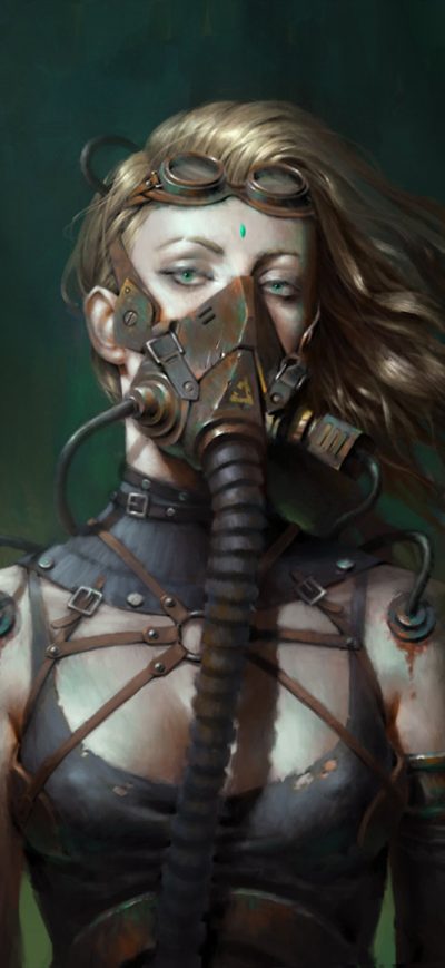 Fond d'écran iPhone Girl Wearing Mask Cyberpunk