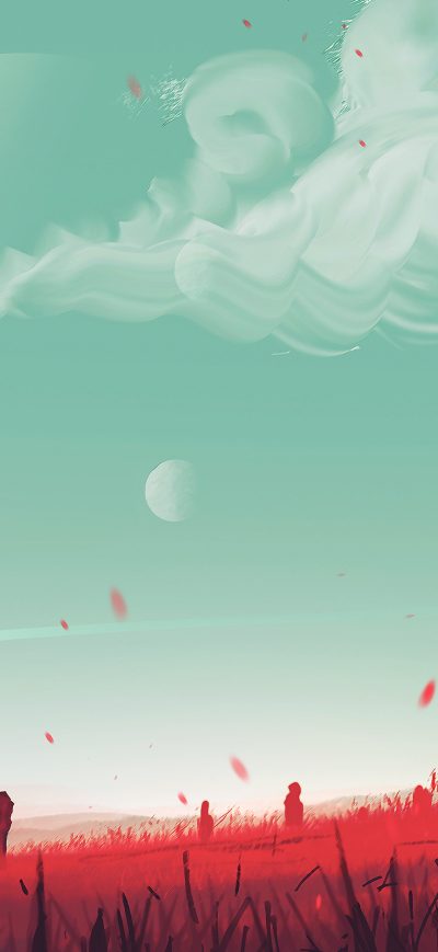 Fond d'écran iPhone Red Grass Digital Painting Concept Art 4k