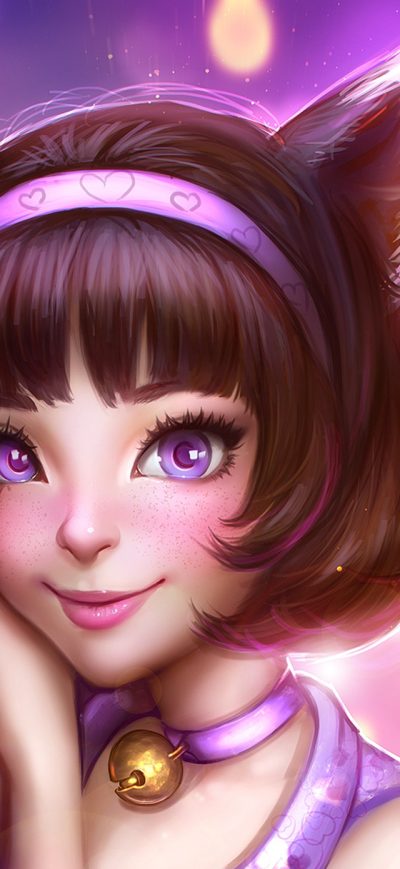 Fond d'écran iPhone Purple Eyes Short Hair Animal Ears Girl