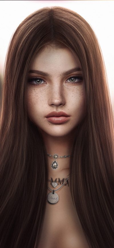 Fond d'écran iPhone Brown Silky Hair Fantasy Girl 5k