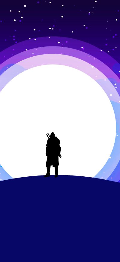 Fond d'écran iPhone Moon Warrior Purple Sky 5k