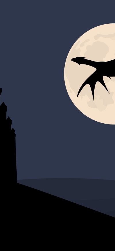 Fond d'écran iPhone Dragon Moon Sky Simple Vector Minimalist 4k