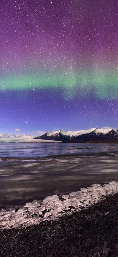 Fond d'écran iPhone Northern Lights Aurora Glacier Landscape 4k