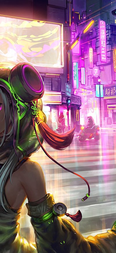 Fond d'écran iPhone Anime Cyberpunk Scifi City