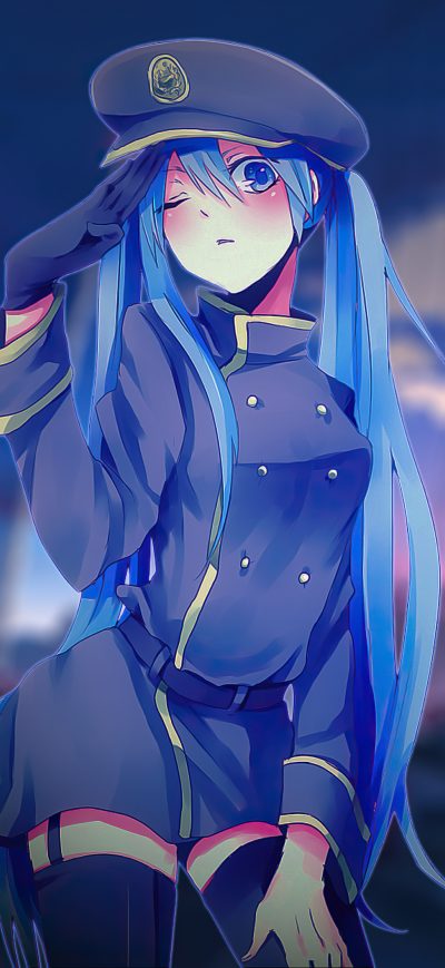 Fond d'écran iPhone Anime Girl Bluehair 4k