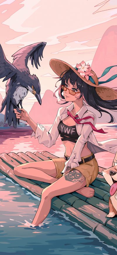 Fond d'écran iPhone Anime Girl In Lijiang River 5k