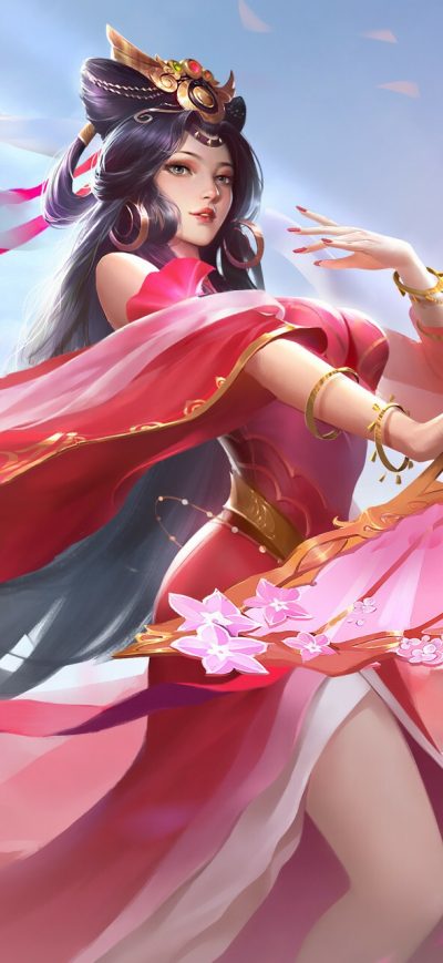 Fond d'écran iPhone Anime Girl In Chinese Pink Dress Dancing