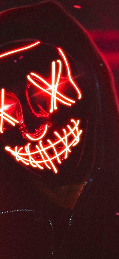 Fond d'écran iPhone Neon Mask Guy 4k