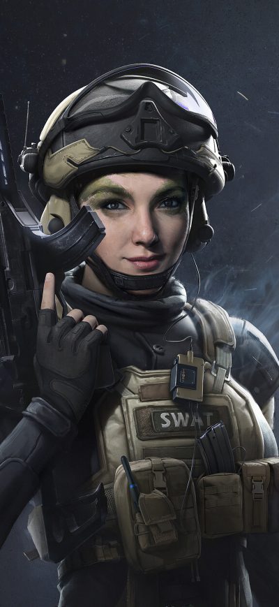 Fond d'écran Swat Force Girl 4k sur iPhone