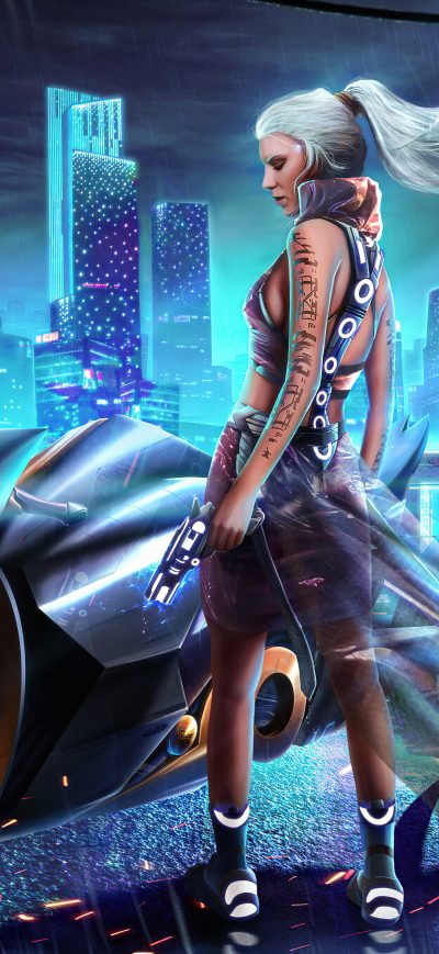 Fond d'écran iPhone Cyber City Girl Bike